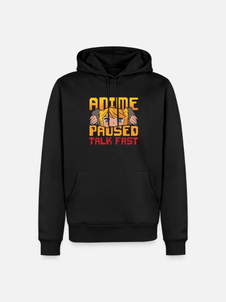 Anime Paused Quick Design Pour - Sweat à capuche Premium bio Homme - noir