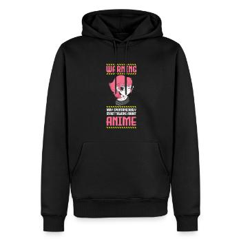 Warning can start talking spontaneously - Men’s Premium Organic Hoodie - black - Front - Nico (187cm)