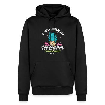 Je me demande si Ice Cream for Frozen et moi - Sweat à capuche Premium bio Homme - noir - Devant - Nico (187cm)