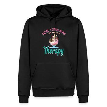 Eiscreme Billiger Als Therapie Für Gefrorene - Männer Premium Bio Hoodie - Schwarz - Vorne - Nico (187cm)