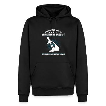 Wenn Du Wissen Willst Wie Es Im Himmel Ist Usedom - Männer Premium Bio Hoodie - Schwarz - Vorne - Nico (187cm)