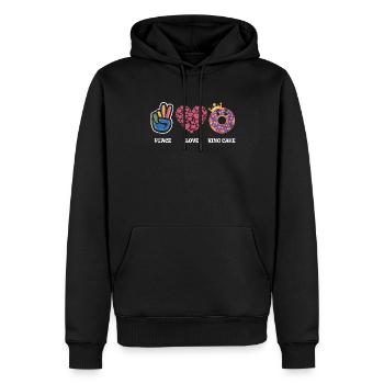 Peace Love King Cake For Bakers Or Baking Fans - Men’s Premium Organic Hoodie - black - Front - Nico (187cm)