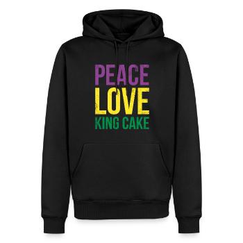 Peace Love King Cake For Bakers Or Baking Fans - Men’s Premium Organic Hoodie - black - Front - Nico (187cm)