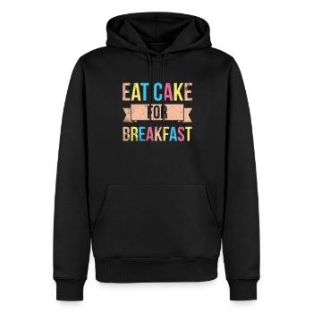 Mangez des gâteaux pour le petit-déjeuner pour les boulangers ou - Sweat à capuche Premium bio Homme - noir - Devant - Nico (187cm)