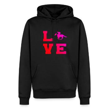 Dressage équestre Courses équestres - Sweat à capuche Premium bio Homme - noir - Devant - Nico (187cm)