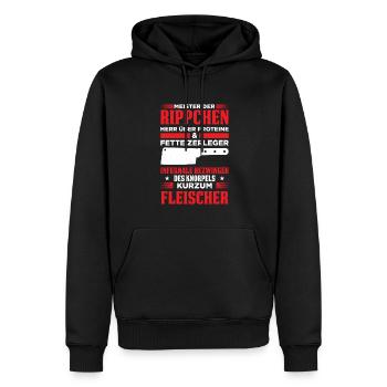 Meister Der Rippchen Herr Über Proteine & Fette - Männer Premium Bio Hoodie - Schwarz - Vorne - Nico (187cm)