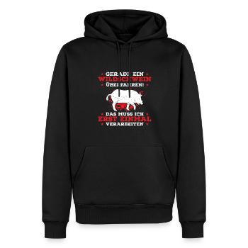 Gerade Ein Wildschwein Überfahren Verarbeiten - Männer Premium Bio Hoodie - Schwarz - Vorne - Nico (187cm)