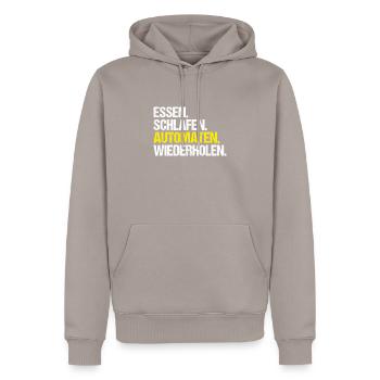 Automatenfachmann Automatenfachfrau Automaten - Männer Premium Bio Hoodie - Taupe - Vorne - Nico (187cm)