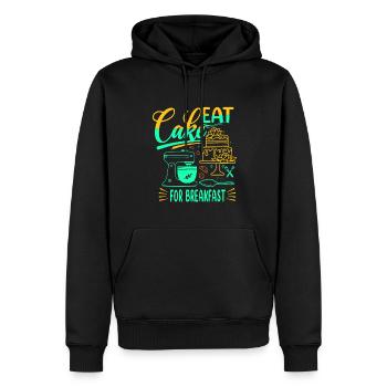 Mangez des gâteaux pour le petit-déjeuner pour les boulangers ou - Sweat à capuche Premium bio Homme - noir - Devant - Nico (187cm)