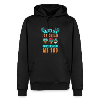 Je me demande si Ice Cream for Frozen et moi - Sweat à capuche Premium bio Homme - noir - Devant - Nico (187cm)
