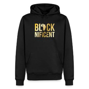 Blacknificent pour les fiers Afro-Américains - Sweat à capuche Premium bio Homme - noir - Devant - Nico (187cm)