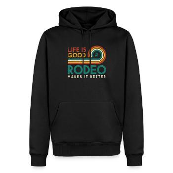 Das Leben Ist Gut Rodeo Macht Es Besser Design Für - Männer Premium Bio Hoodie - Schwarz - Vorne - Nico (187cm)