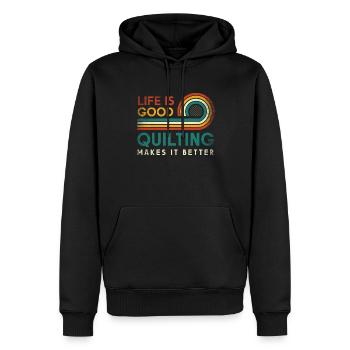 Das Leben Ist Gut. Quilten Macht Es Besser - Männer Premium Bio Hoodie - Schwarz - Vorne - Nico (187cm)