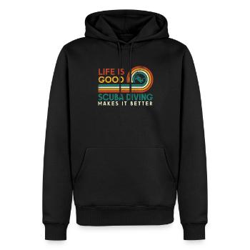 La vie est belle, la plongée la rend meilleure - Sweat à capuche Premium bio Homme - noir - Devant - Nico (187cm)