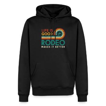 Das Leben Ist Gut Rodeo Macht Es Besser Design Für - Männer Premium Bio Hoodie - Schwarz - Vorne - Nico (187cm)