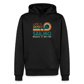 Das Leben Ist Gut Segeln Macht Es Besser Seemann - Männer Premium Bio Hoodie - Schwarz - Vorne - Nico (187cm)