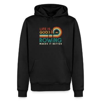 Das Leben Ist Gut Rudern Macht Es Besser Für - Männer Premium Bio Hoodie - Schwarz - Vorne - Nico (187cm)