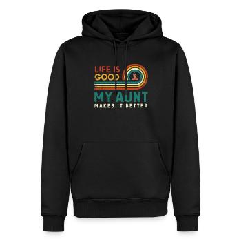 Das Leben Ist Gut, Meine Tante Macht Es Besser - Männer Premium Bio Hoodie - Schwarz - Vorne - Nico (187cm)