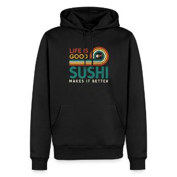 La vie est bonne Les sushis le rendent meilleur pour les sushis - Sweat à capuche Premium bio Homme - noir - Devant - Nico (187cm)