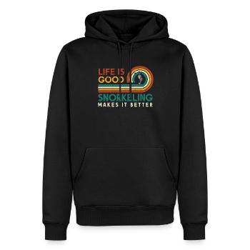 La vie est belle, la plongée en apnée la rend meilleure - Sweat à capuche Premium bio Homme - noir - Devant - Nico (187cm)