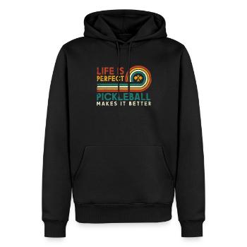 Das Leben Ist Erstaunlich, Pickleball Macht Es - Männer Premium Bio Hoodie - Schwarz - Vorne - Nico (187cm)