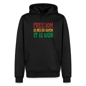 Freedom is never given, it is given for the - Men’s Premium Organic Hoodie - black - Front - Nico (187cm)