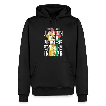 14 juillet 1865 Parce que je suis fier - Sweat à capuche Premium bio Homme - noir - Devant - Nico (187cm)
