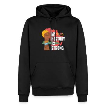 Mon histoire est forte pour la fierté - Sweat à capuche Premium bio Homme - noir - Devant - Nico (187cm)