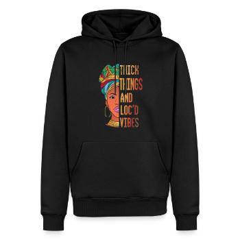 Choses épaisses et vibrations loc’d pour la fierté africaine - Sweat à capuche Premium bio Homme - noir - Devant - Nico (187cm)