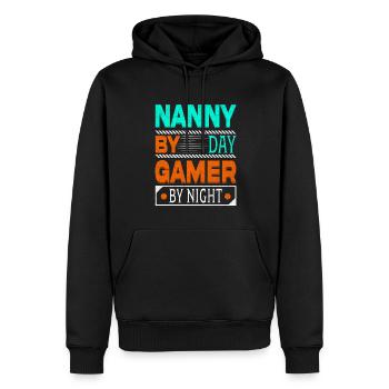Nounou de jour Gamer by Night pour grand-mère - Sweat à capuche Premium bio Homme - noir - Devant - Nico (187cm)