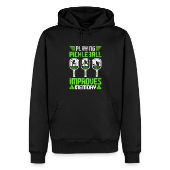 Playing Pickleball Improves Memory - Men’s Premium Organic Hoodie - black - Front - Nico (187cm)
