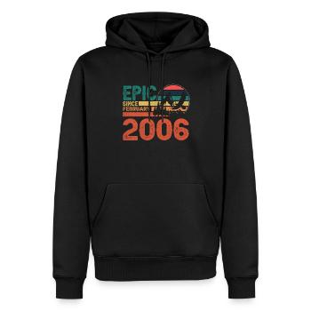 Epic Depuis février 2006 Retro-design Depuis 16 ans - Sweat à capuche Premium bio Homme - noir - Devant - Nico (187cm)