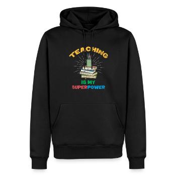 Unterrichten Ist Mein Superpower-design Für Lehrer - Männer Premium Bio Hoodie - Schwarz - Vorne - Nico (187cm)