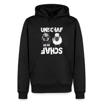 Schaf Unschaf Wortwitz, Schafe - Männer Premium Bio Hoodie - Schwarz - Vorne - Nico (187cm)