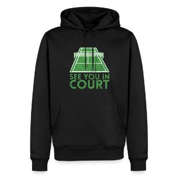 Rendez-vous dans la conception de courts pour les joueurs de tennis - Sweat à capuche Premium bio Homme - noir - Devant - Nico (187cm)
