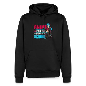 Anime Paused Forced, For Animation To School - Men’s Premium Organic Hoodie - black - Front - Nico (187cm)