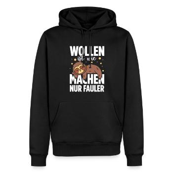 Wollen Ist Wie Machen Nur Fauler Faultier Geschenk - Männer Premium Bio Hoodie - Schwarz - Vorne - Nico (187cm)