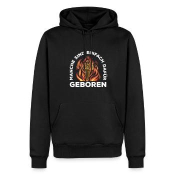 Manche Sind Einfach Dafür Geboren Jugendfeuerwehr - Männer Premium Bio Hoodie - Schwarz - Vorne - Nico (187cm)