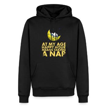 À mon âge signifie Happy Hour, un - Sweat à capuche Premium bio Homme - noir - Devant - Nico (187cm)