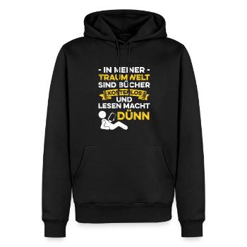 In Meiner Traumwelt Sind Bücher Kostenlos und Lese - Männer Premium Bio Hoodie - Schwarz - Vorne - Nico (187cm)