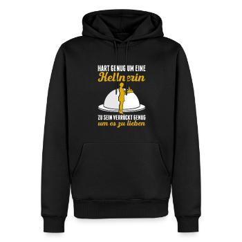 Hart Genug Um Eine Kellnerin Zu Sein Verrückt Genu - Männer Premium Bio Hoodie - Schwarz - Vorne - Nico (187cm)