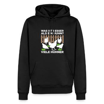 Was Ist Besser Als Ein Huhn? Viele Hühner - Männer Premium Bio Hoodie - Schwarz - Vorne - Nico (187cm)
