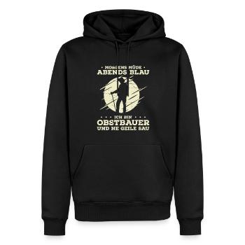 Morgens Müde Abends Blau Ich Bin Obstbauer Und Ne - Männer Premium Bio Hoodie - Schwarz - Vorne - Nico (187cm)