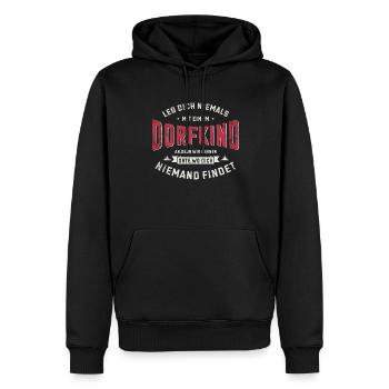 Dorfkind und stolz drauf. Dorfkind - Männer Premium Bio Hoodie - Schwarz - Vorne - Nico (187cm)