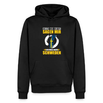 Die Stimmen Im Kopf Sagen Mir Ich Mss Nach Schwede - Männer Premium Bio Hoodie - Schwarz - Vorne - Nico (187cm)