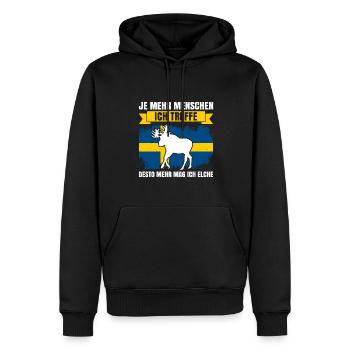 Je Mehr Menschen Ich Treffe, Desto Mehr Mag Ich El - Männer Premium Bio Hoodie - Schwarz - Vorne - Nico (187cm)