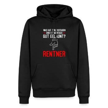 Was Hat 7 Buchstaben Und Ist Montags Gut Gelaunt? - Männer Premium Bio Hoodie - Schwarz - Vorne - Nico (187cm)