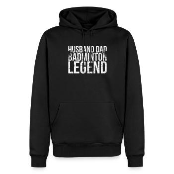 Mari-vati-badminton-légende Pour - Sweat à capuche Premium bio Homme - noir - Devant - Nico (187cm)