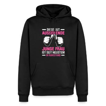 Diese Gut Aussehende Junge Frau Ist Seit Neustem I - Männer Premium Bio Hoodie - Schwarz - Vorne - Nico (187cm)