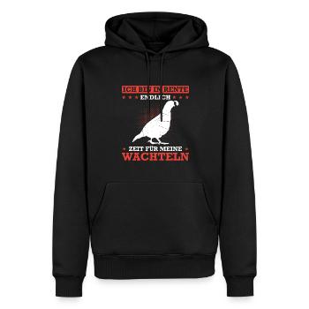 Ich Bin In Rente Endlich Zeit Für Meine Wachteln - Männer Premium Bio Hoodie - Schwarz - Vorne - Nico (187cm)